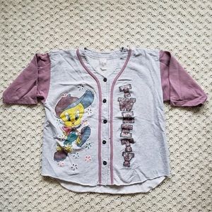 Vintage Tweety Bird Looney Tunes Baseball Jersey Short Sleeve Graphic T Shirt